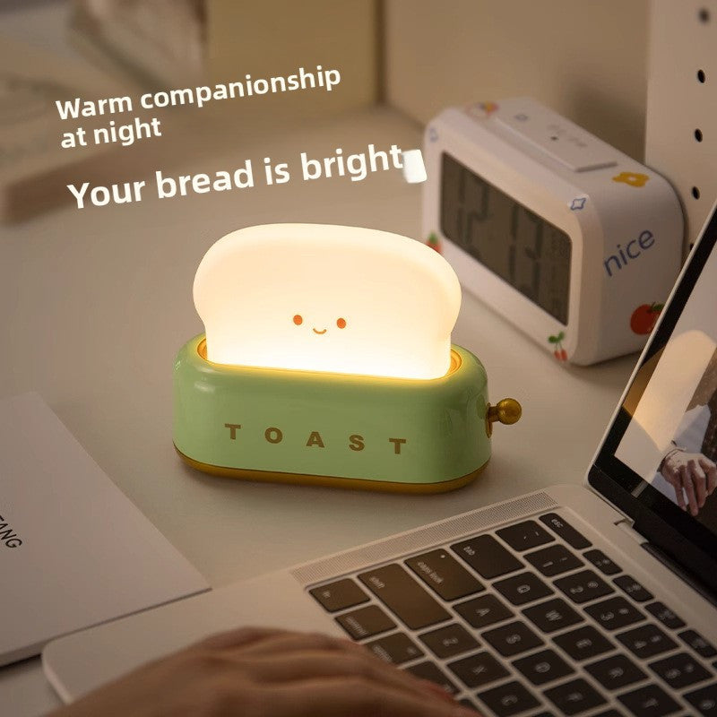 Cute Bread Machine Night Light with Adjustable Brightness - USB Rechargeable LED Toast Light, Modern Plastic Design for Bedroom Bedside, Timer & Sleep Aid, Perfect Gift for Home Decor, Bedside Lamp, Playful Design, Durable Plastic