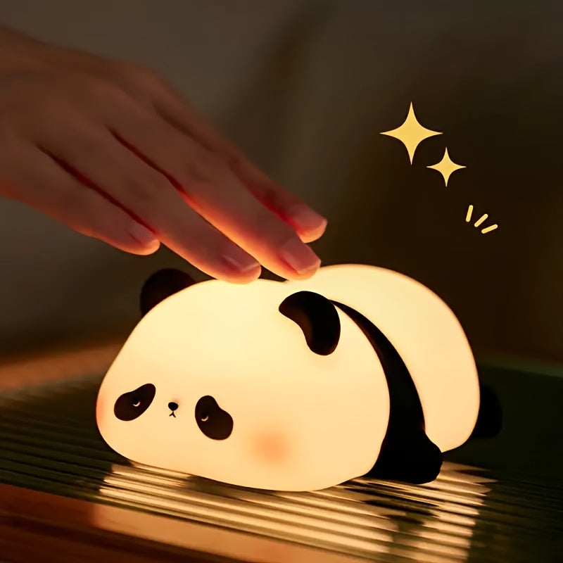LED Cute Lying Bear Night Light, Adorable Panda Lamp, Desktop Decoration, Charming Panda Light, USB Rechargeable, Comes with a USB Data Cable, Perfect And Fun for Parties And Easter Gifts.