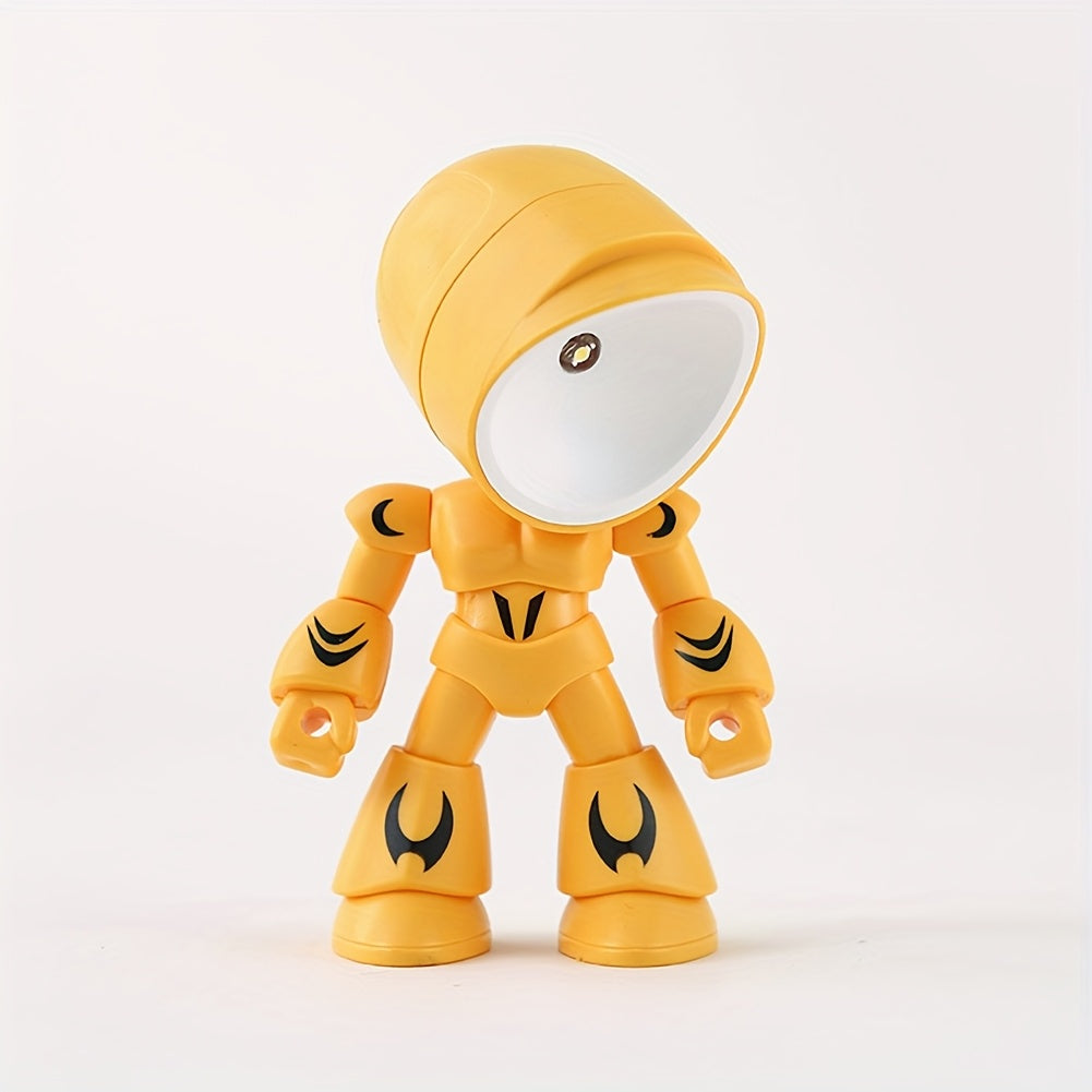 CUBIDUPI 1pc Mini Robot Night Light - Cute Cartoon LED Desk Lamp with 3 Color Variants, Battery-Powered Button-Controlled Companion Light for Bedroom, Halloween Christmas Thanksgiving Gifts, Holiday Gift Item | Whimsical Lamp | Glossy Finish