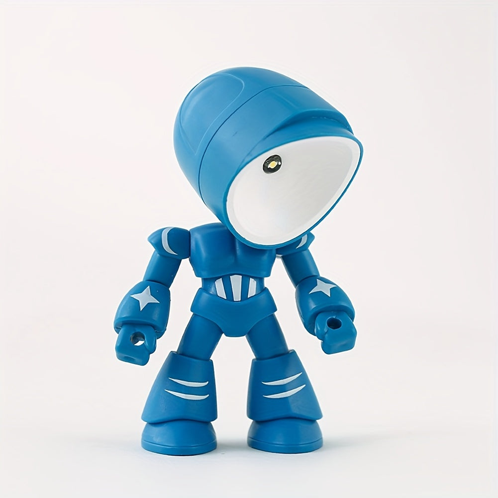CUBIDUPI 1pc Mini Robot Night Light - Cute Cartoon LED Desk Lamp with 3 Color Variants, Battery-Powered Button-Controlled Companion Light for Bedroom, Halloween Christmas Thanksgiving Gifts, Holiday Gift Item | Whimsical Lamp | Glossy Finish