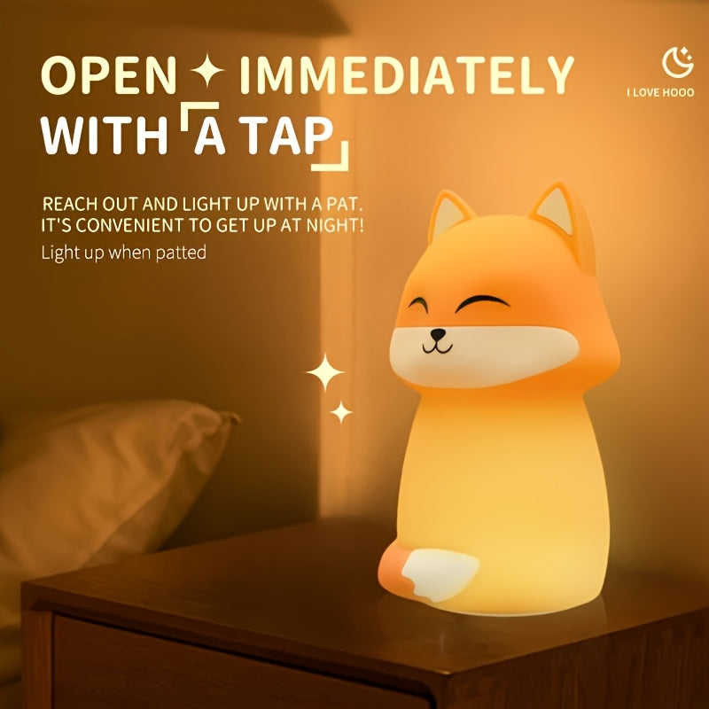 Color Changing Fox Night Light with Timer - Rechargeable, Touch Control, LED Bedside Lamp for Bedroom & Living Room Decor - Perfect Gift for Birthdays, Easter, and Parties, Cute Night Light