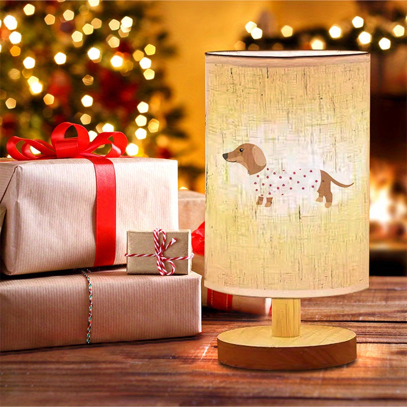 1pc Modern Table Lamp - Beige & Brown Minimalist Lighting, USB-Powered Bedside or Living Room Decor, Cute Home Lighting for Housewarming Gifts, Bedroom, Office - Easy On/Off Button Control, Playful Dog Design, Warm Color Scheme