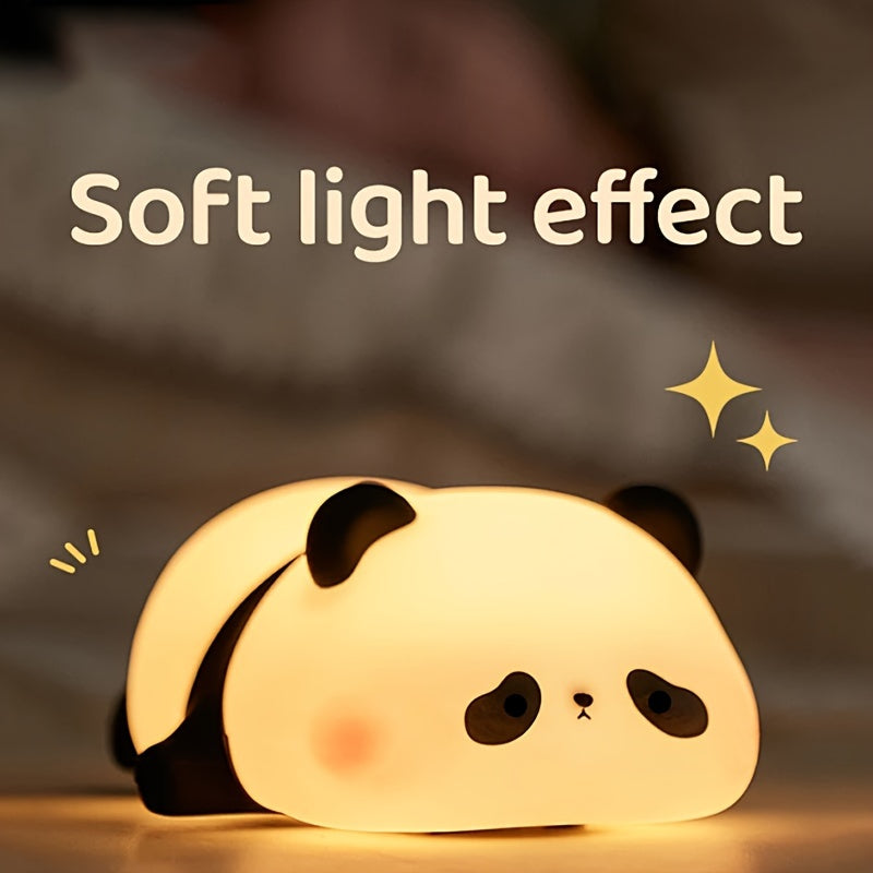 LED Cute Lying Bear Night Light, Adorable Panda Lamp, Desktop Decoration, Charming Panda Light, USB Rechargeable, Comes with a USB Data Cable, Perfect And Fun for Parties And Easter Gifts.