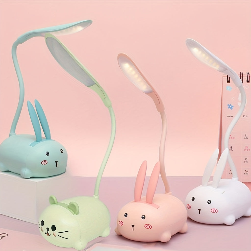 Adorable Animal LED Night Light Lamp, Mini Cartoon Table Lamp, Portable LED Night Light, Cute Desk Lamp, Foldable USB Rechargeable Reading Light for Bedroom