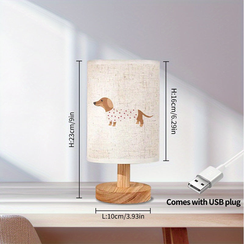 1pc Modern Table Lamp - Beige & Brown Minimalist Lighting, USB-Powered Bedside or Living Room Decor, Cute Home Lighting for Housewarming Gifts, Bedroom, Office - Easy On/Off Button Control, Playful Dog Design, Warm Color Scheme