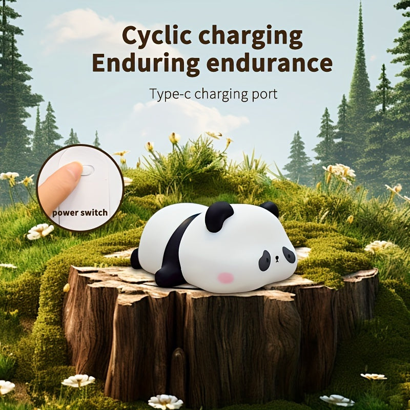 LED Cute Lying Bear Night Light, Adorable Panda Lamp, Desktop Decoration, Charming Panda Light, USB Rechargeable, Comes with a USB Data Cable, Perfect And Fun for Parties And Easter Gifts.