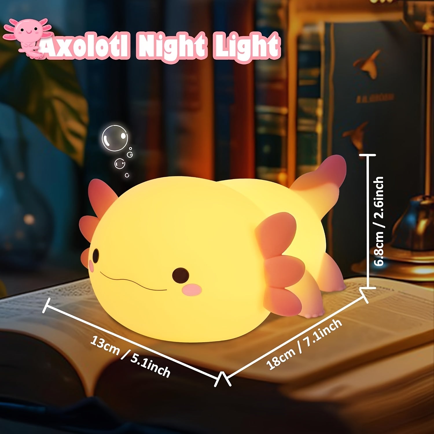 Cute cartoon Axolotl night light - touch controlled, with timer function and USB charging desk lamp, bedroom, living room, dining room, desk decoration LED lights, Christmas and birthday gifts, Office Lamp, Computer Desk Lamp, Gift Ideas, Bedroom