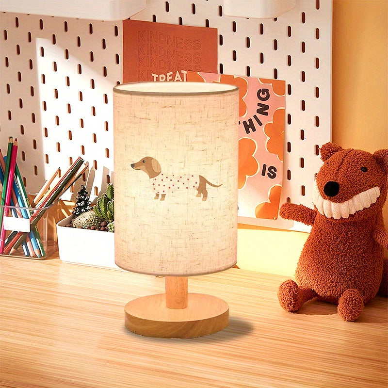 1pc Modern Table Lamp - Beige & Brown Minimalist Lighting, USB-Powered Bedside or Living Room Decor, Cute Home Lighting for Housewarming Gifts, Bedroom, Office - Easy On/Off Button Control, Playful Dog Design, Warm Color Scheme
