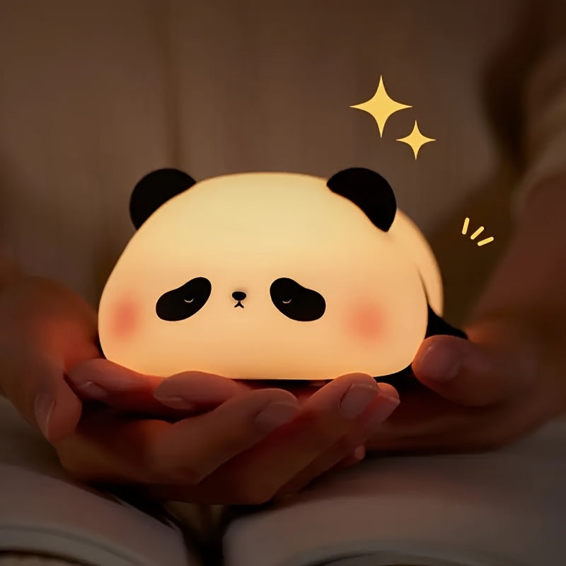 LED Cute Lying Bear Night Light, Adorable Panda Lamp, Desktop Decoration, Charming Panda Light, USB Rechargeable, Comes with a USB Data Cable, Perfect And Fun for Parties And Easter Gifts.