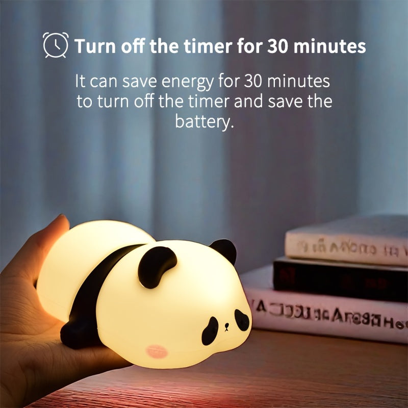 LED Cute Lying Bear Night Light, Adorable Panda Lamp, Desktop Decoration, Charming Panda Light, USB Rechargeable, Comes with a USB Data Cable, Perfect And Fun for Parties And Easter Gifts.