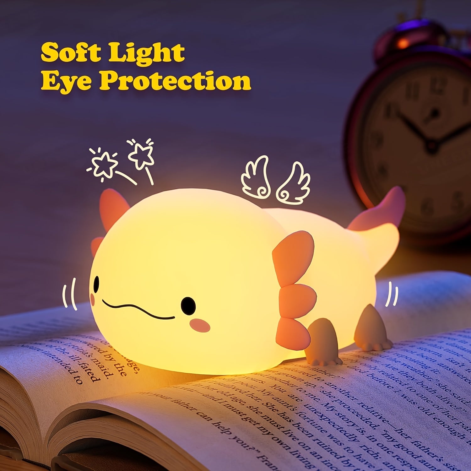 Cute cartoon Axolotl night light - touch controlled, with timer function and USB charging desk lamp, bedroom, living room, dining room, desk decoration LED lights, Christmas and birthday gifts, Office Lamp, Computer Desk Lamp, Gift Ideas, Bedroom