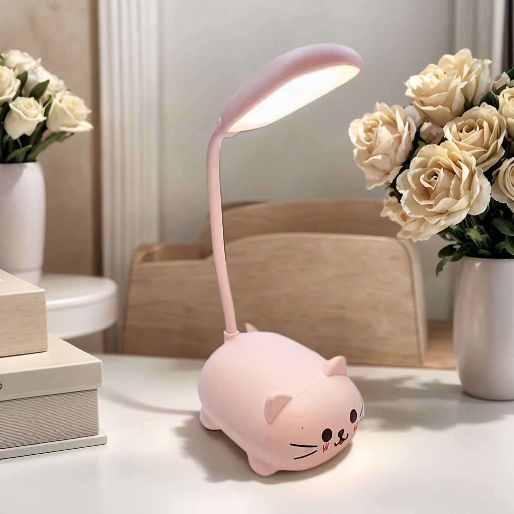 Adorable Animal LED Night Light Lamp, Mini Cartoon Table Lamp, Portable LED Night Light, Cute Desk Lamp, Foldable USB Rechargeable Reading Light for Bedroom