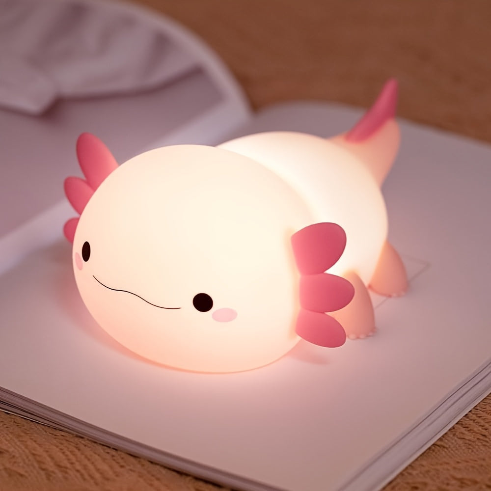 Cute cartoon Axolotl night light - touch controlled, with timer function and USB charging desk lamp, bedroom, living room, dining room, desk decoration LED lights, Christmas and birthday gifts, Office Lamp, Computer Desk Lamp, Gift Ideas, Bedroom