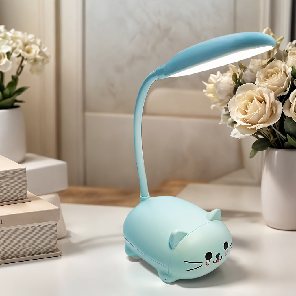 Adorable Animal LED Night Light Lamp, Mini Cartoon Table Lamp, Portable LED Night Light, Cute Desk Lamp, Foldable USB Rechargeable Reading Light for Bedroom