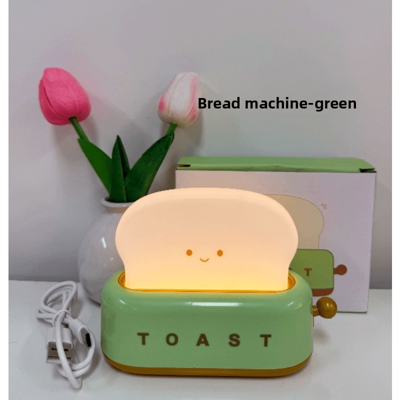 Cute Bread Machine Night Light with Adjustable Brightness - USB Rechargeable LED Toast Light, Modern Plastic Design for Bedroom Bedside, Timer & Sleep Aid, Perfect Gift for Home Decor, Bedside Lamp, Playful Design, Durable Plastic