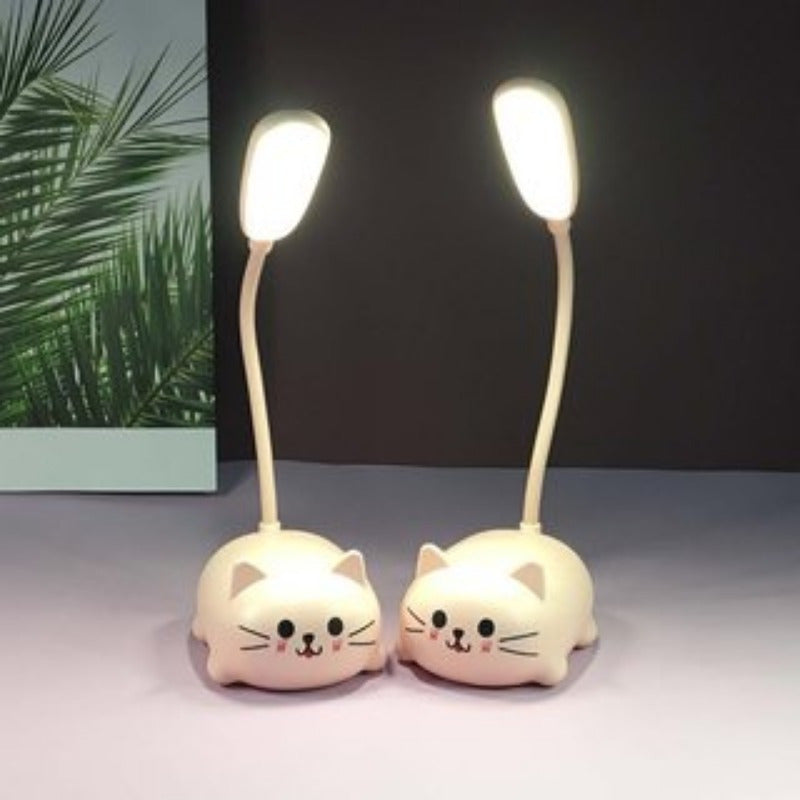 1pc Adjustable Table Lamp, Cartoon Cute Cat Night Light, USB Rechargeable LED Table Light, Protection Warm White Desk Lamp