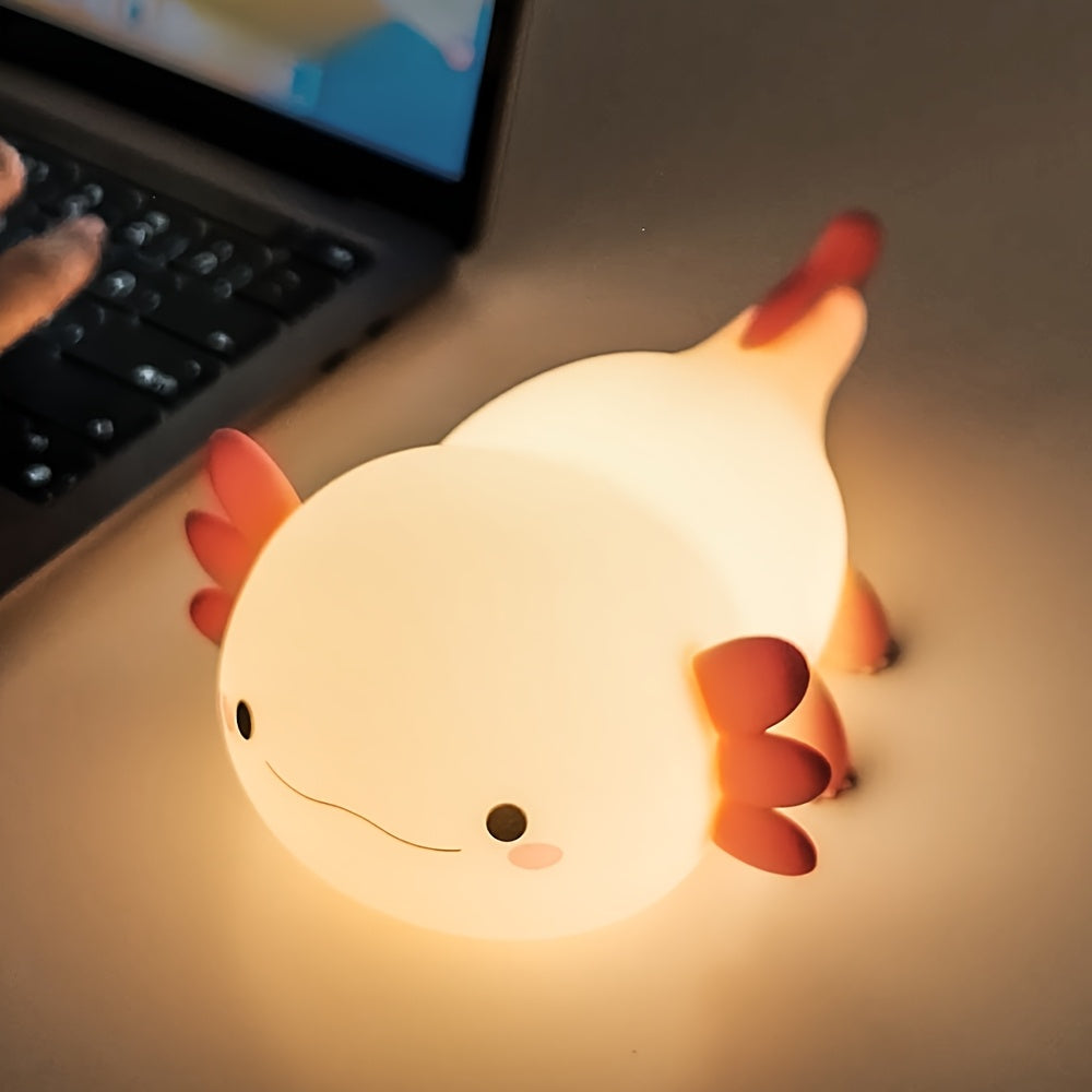 Cute cartoon Axolotl night light - touch controlled, with timer function and USB charging desk lamp, bedroom, living room, dining room, desk decoration LED lights, Christmas and birthday gifts, Office Lamp, Computer Desk Lamp, Gift Ideas, Bedroom