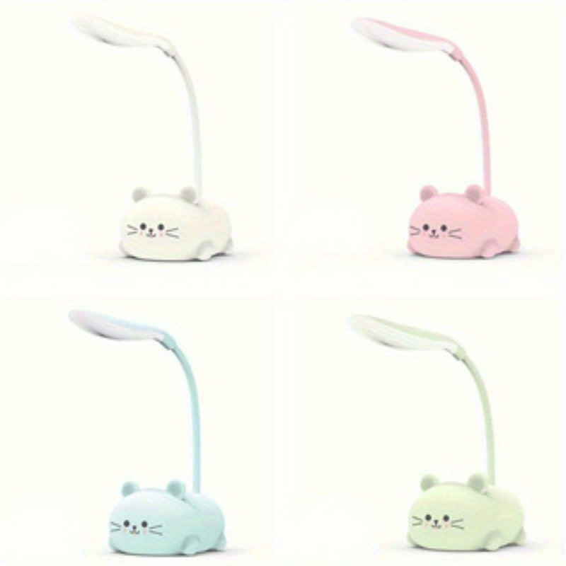 1pc Adjustable Table Lamp, Cartoon Cute Cat Night Light, USB Rechargeable LED Table Light, Protection Warm White Desk Lamp
