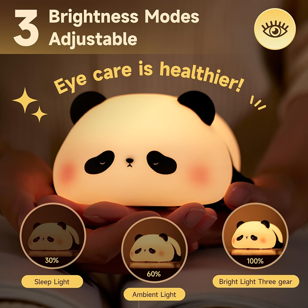 LED Cute Lying Bear Night Light, Adorable Panda Lamp, Desktop Decoration, Charming Panda Light, USB Rechargeable, Comes with a USB Data Cable, Perfect And Fun for Parties And Easter Gifts.