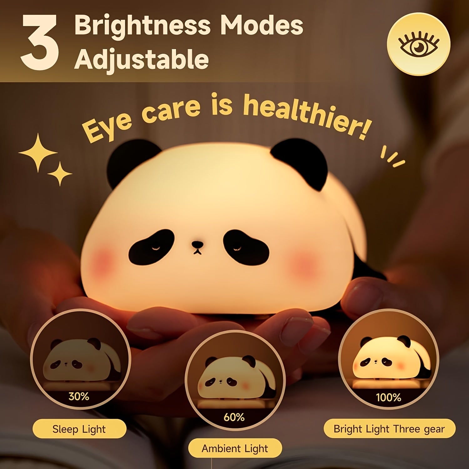 LED Cute Lying Bear Night Light, Adorable Panda Lamp, Desktop Decoration, Charming Panda Light, USB Rechargeable, Comes with a USB Data Cable, Perfect And Fun for Parties And Easter Gifts.