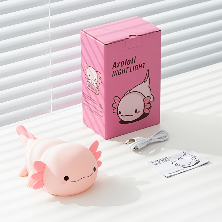 Cute cartoon Axolotl night light - touch controlled, with timer function and USB charging desk lamp, bedroom, living room, dining room, desk decoration LED lights, Christmas and birthday gifts, Office Lamp, Computer Desk Lamp, Gift Ideas, Bedroom