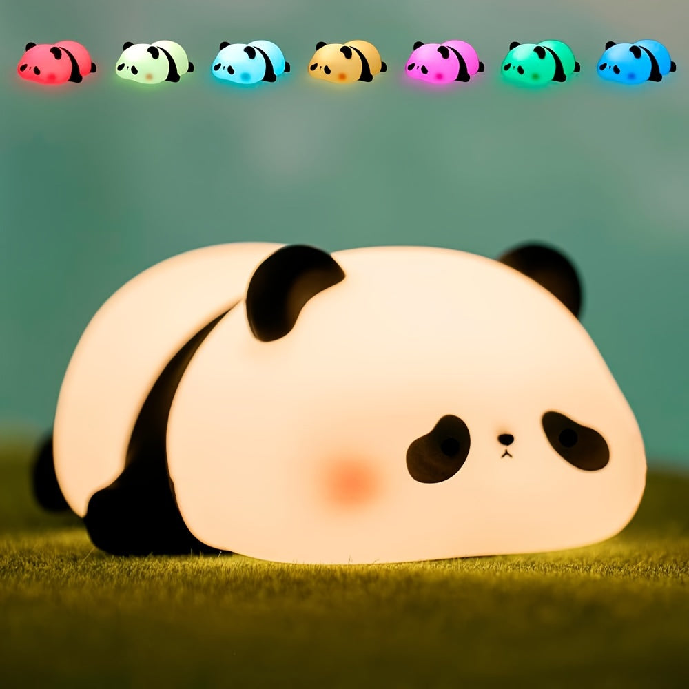 LED Cute Lying Bear Night Light, Adorable Panda Lamp, Desktop Decoration, Charming Panda Light, USB Rechargeable, Comes with a USB Data Cable, Perfect And Fun for Parties And Easter Gifts.