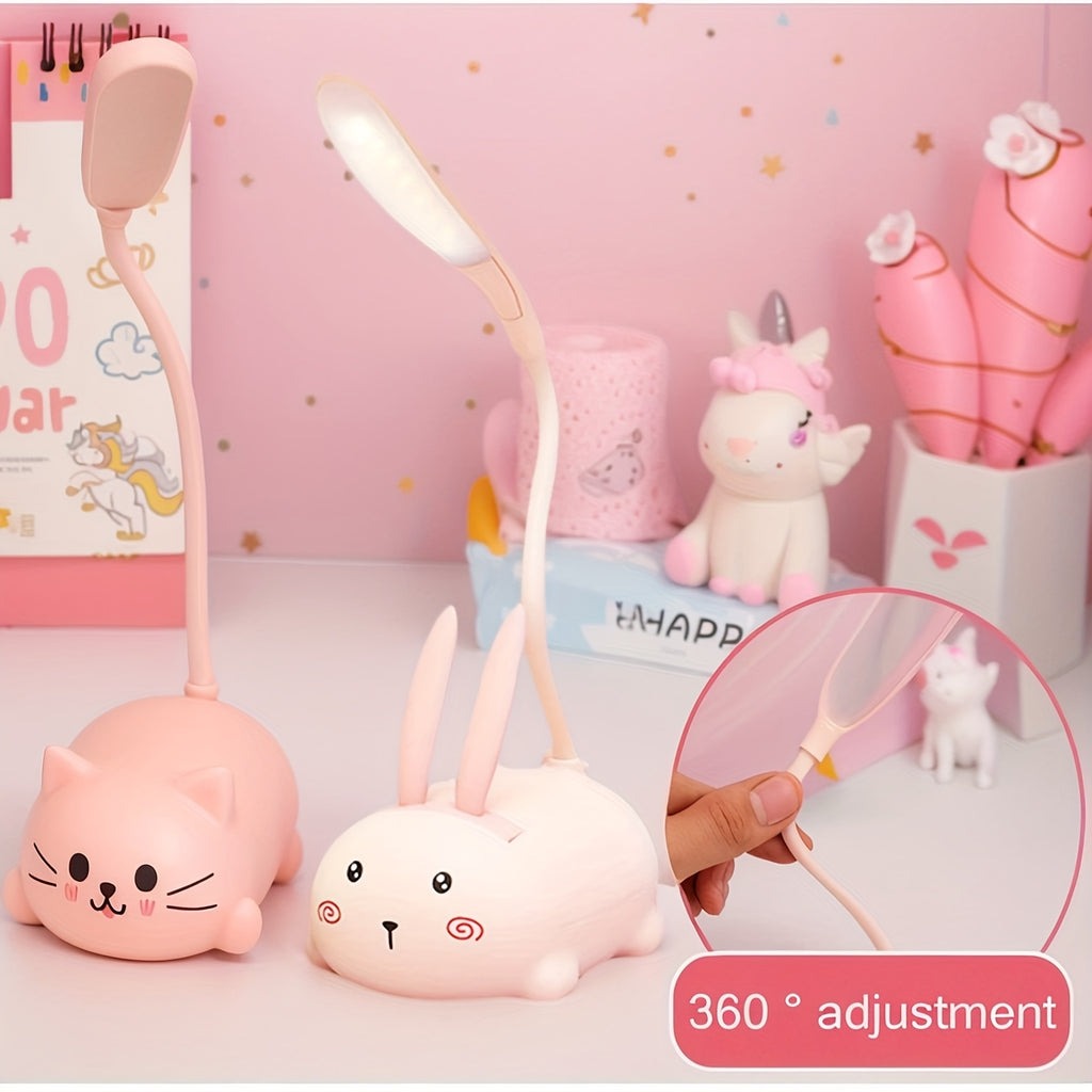 Adorable Animal LED Night Light Lamp, Mini Cartoon Table Lamp, Portable LED Night Light, Cute Desk Lamp, Foldable USB Rechargeable Reading Light for Bedroom