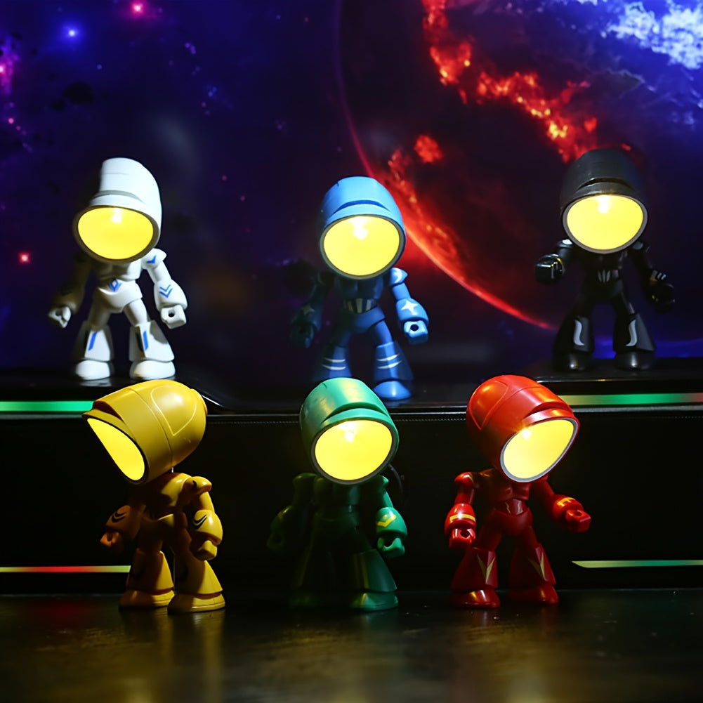 CUBIDUPI 1pc Mini Robot Night Light - Cute Cartoon LED Desk Lamp with 3 Color Variants, Battery-Powered Button-Controlled Companion Light for Bedroom, Halloween Christmas Thanksgiving Gifts, Holiday Gift Item | Whimsical Lamp | Glossy Finish