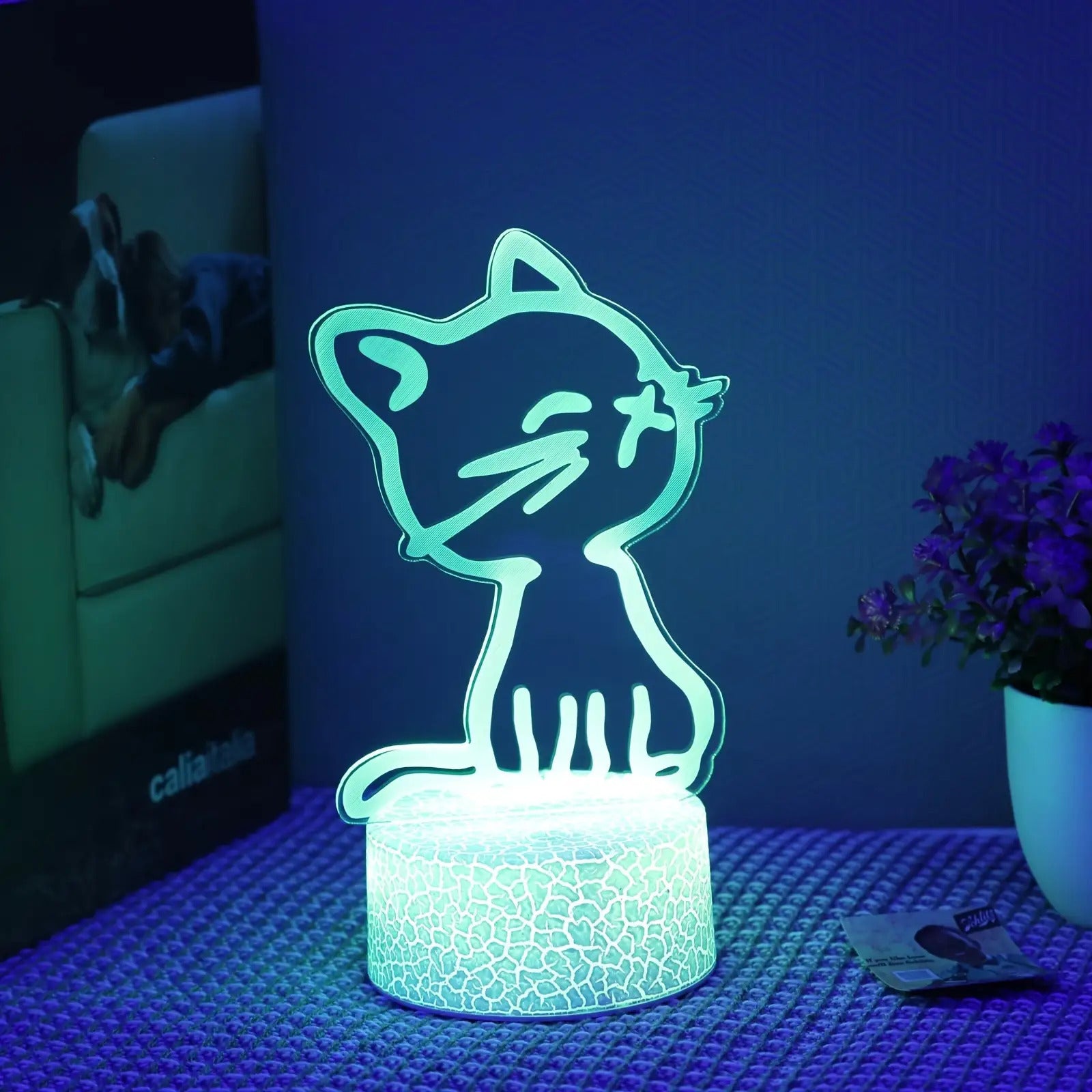 1pc Cute Cat-Shaped 3D Night Light with 7-Color Gradient LED, USB-Powered Touch Base, Plug-in Desk Lamp for Bedroom & Home Decor, No Batteries Needed, Cat Decor, Bedroom Lighting, Playful Design, USB Powered Light