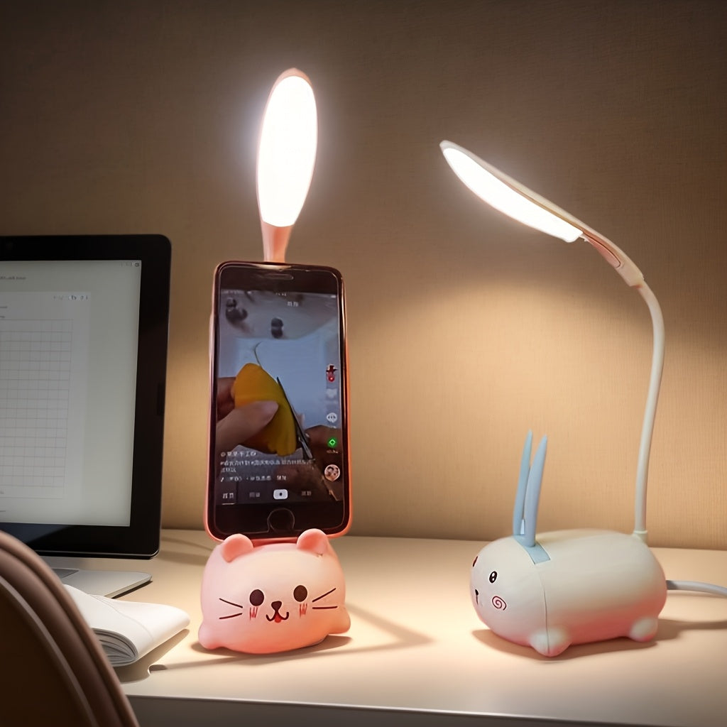 Adorable Animal LED Night Light Lamp, Mini Cartoon Table Lamp, Portable LED Night Light, Cute Desk Lamp, Foldable USB Rechargeable Reading Light for Bedroom