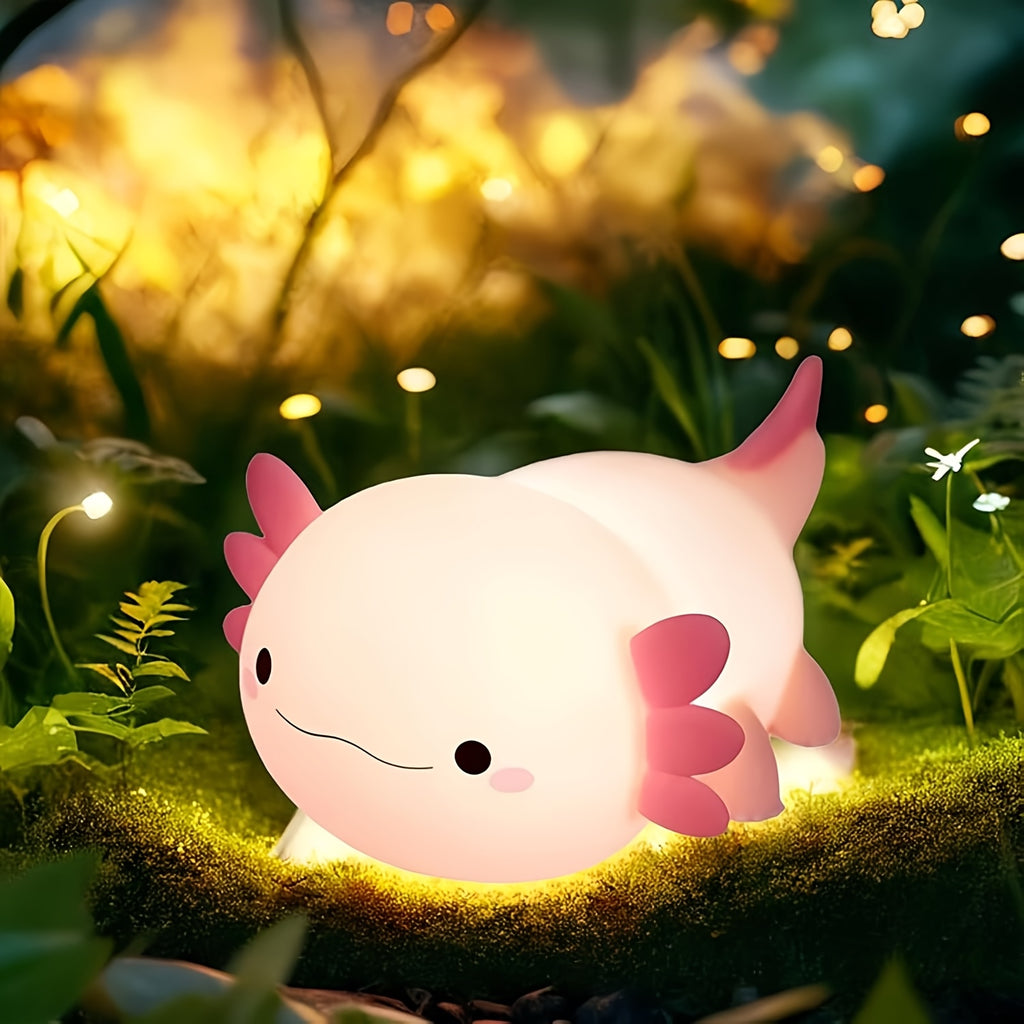 Cute cartoon Axolotl night light - touch controlled, with timer function and USB charging desk lamp, bedroom, living room, dining room, desk decoration LED lights, Christmas and birthday gifts, Office Lamp, Computer Desk Lamp, Gift Ideas, Bedroom