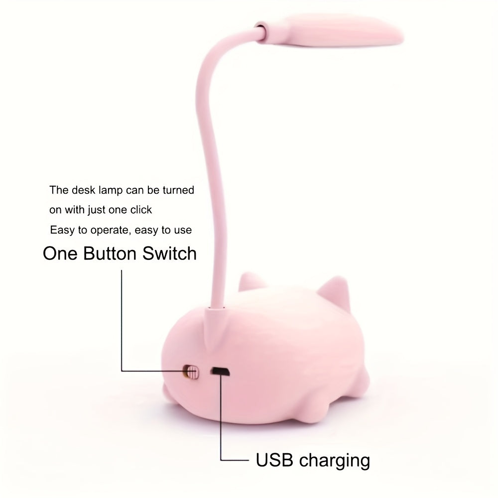 Adorable Animal LED Night Light Lamp, Mini Cartoon Table Lamp, Portable LED Night Light, Cute Desk Lamp, Foldable USB Rechargeable Reading Light for Bedroom