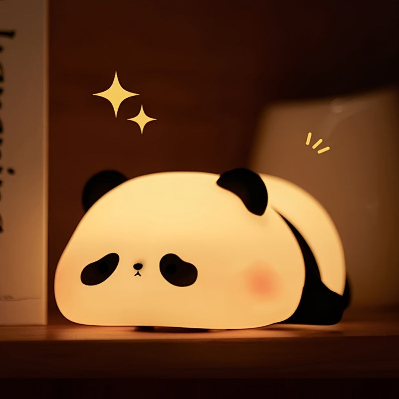 LED Cute Lying Bear Night Light, Adorable Panda Lamp, Desktop Decoration, Charming Panda Light, USB Rechargeable, Comes with a USB Data Cable, Perfect And Fun for Parties And Easter Gifts.