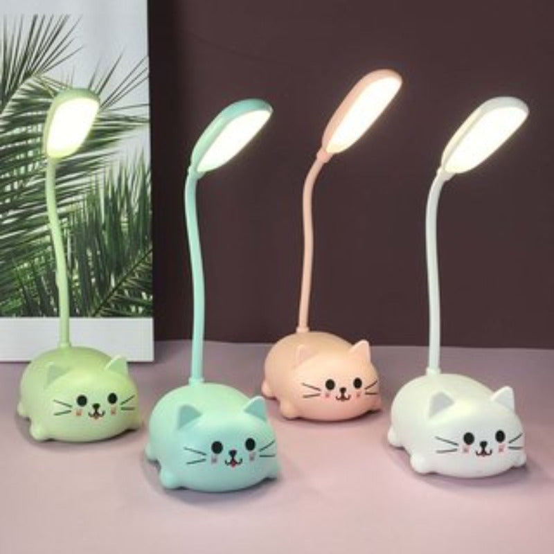 1pc Adjustable Table Lamp, Cartoon Cute Cat Night Light, USB Rechargeable LED Table Light, Protection Warm White Desk Lamp
